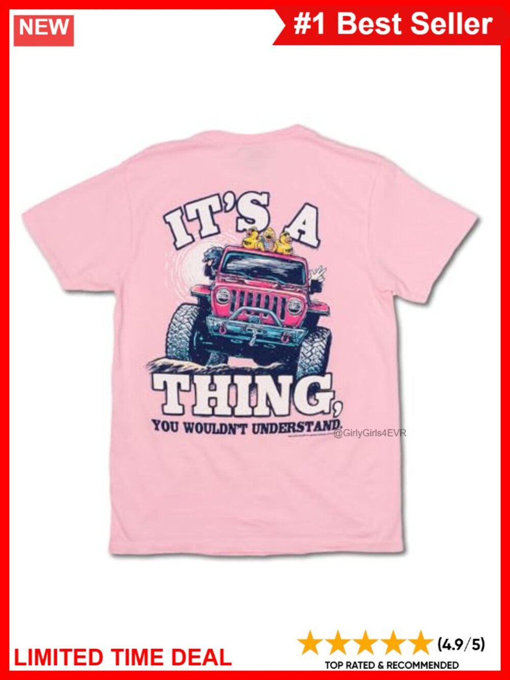 Womens Jeep Graphic T-Shirt Crew Neck Short Sleeve Casual Tee